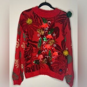 Festive Red Flamingo Sweater